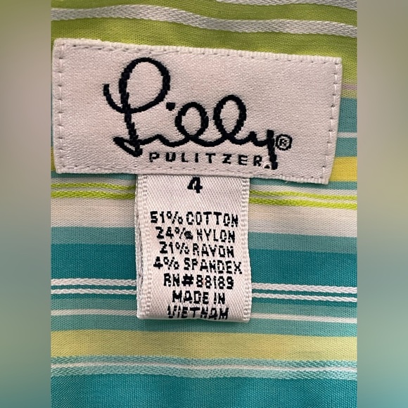 Lilly Pulitzer Striped Green and Blue Women's Top Size 4 - Picture 4 of 4